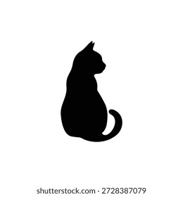 Katze sitzend Silhouette Vektor flaches Design auf weißem Hintergrund.