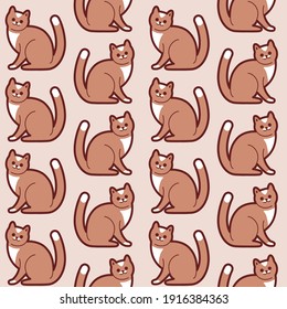 Cat sitting, simple trendy pattern with cats. Cartoon vector illustration for prints, clothing, packaging and postcards. 