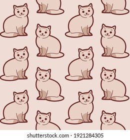 Cat sitting, simple trendy pattern with cats. Cartoon vector illustration for prints, clothing, packaging and postcards. 