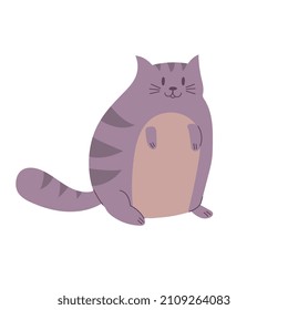 Cat sitting and smiling. Cartoon flat vector illustration