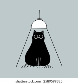 Cat Sitting Under the Lamp