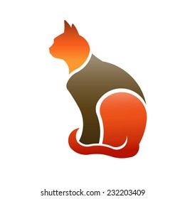 Cat sitting, vector design icon