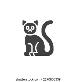 Cat sitting vector icon. filled flat sign for mobile concept and web design. Black cat glyph icon. Symbol, logo illustration. Vector graphics