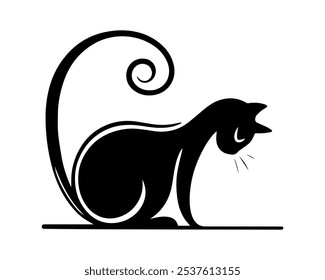 cat sitting, vector icon. silhouette symbol. sign for mobile concept and web design. Pet symbol logo cartoon illustration. vector graphics - vector.