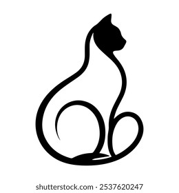 cat sitting, vector icon. silhouette symbol. sign for mobile concept and web design. Pet symbol logo cartoon illustration. vector graphics - vector.