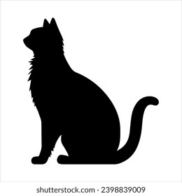 A cat sitting vector silhouette