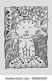 Cat sitting zentangle stylized