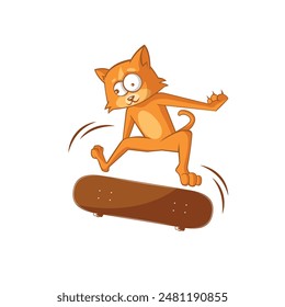 cat skateboard abstract logo modern style