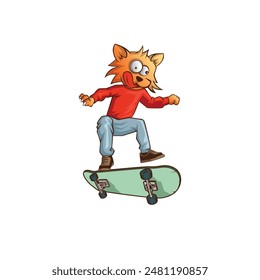 cat skateboard abstract logo modern style