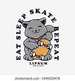 
a cat with a skateboard. vector illustration