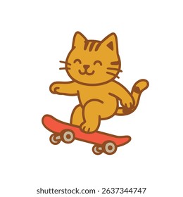 Cat skateboarding and enjoying a sunny day
