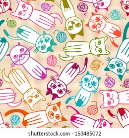 cat skein seamless pattern