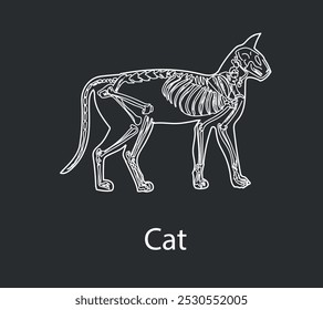 Cat skeletal system on a white background sketch hand drawing vector illustration