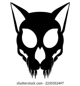 cat skeleton black and white, hand drawn vector picture
