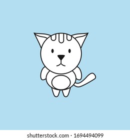 Cat Sketch For Kids Coloring Book Vector Line Art