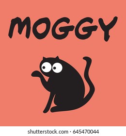 cat sketch with moggy inscription . vector illustration