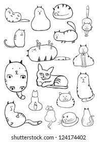 Doodle Cute Cats Background Stock Vector (Royalty Free) 101702278