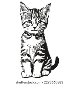 Cat sketches, outline with transparent background, hand drawn illustration kitten
