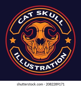 Cat Skull Badge, Vector illustration