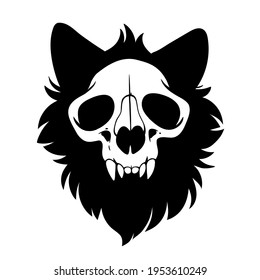 cat skull with black hair