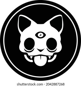 cat skull black and white
