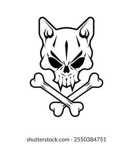 Cat Skull and Bones. Concept cat skeleton head for pirate flag