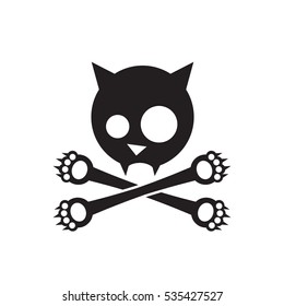 Cat skull and crossbones cross paws - vector illustration

