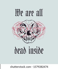 Cat skull gothic print design vector roses quote