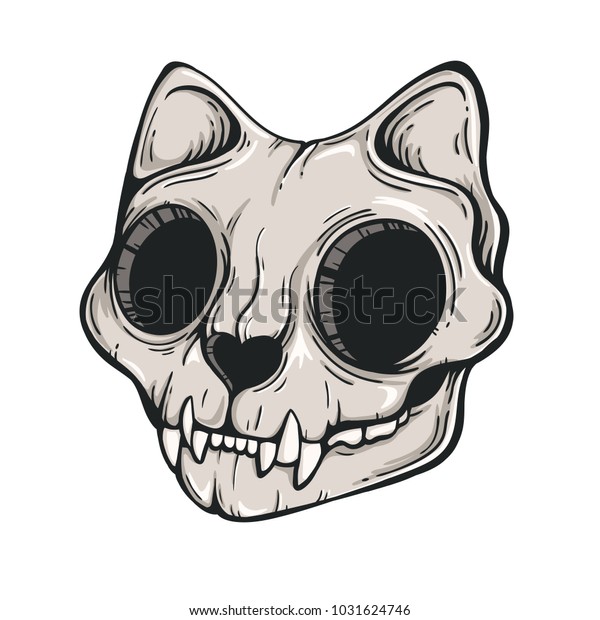 Cat Skull Illustration Scary Print Background Stock Vector (Royalty ...