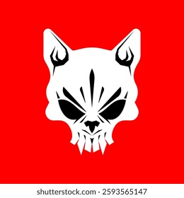 Cat Skull isolated. Concept cat skeleton head for pirate flag