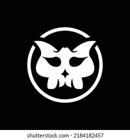 cat skull logo design vector