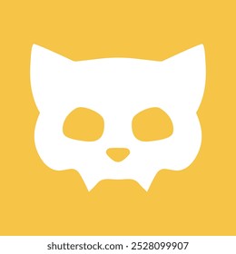 Cat skull silhouette on yellow background. Vector illustration