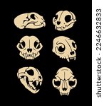 cat skull. Cat silhouette. Vector illustration art