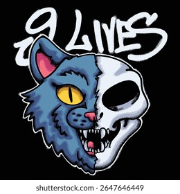 Cat Skull for streetwear illustration