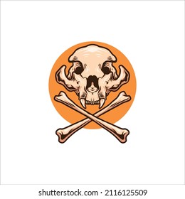 cat skull tattoo vector design