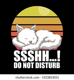 Cat sleep do not disturb retro vector illustration for your company or brand