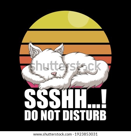 Cat sleep do not disturb retro vector illustration for your company or brand
