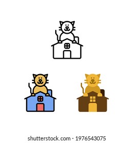 Cat sleep at home, house cat heaven Icon, Logo, and illustration Vector