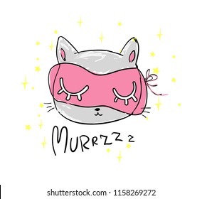 gatito en la ilustración vectorial de máscara de sueño