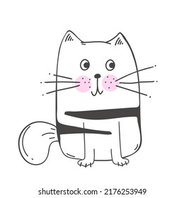 cat sleep Vector illustration character design outline of cat Draw doodle style. isolated on white.