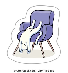 The cat is sleeping in a chair. Funny and cozy vector illustration.