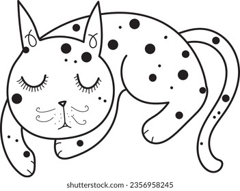 Línea de dibujo para dormir gato vectorial kitten material para mascotas 