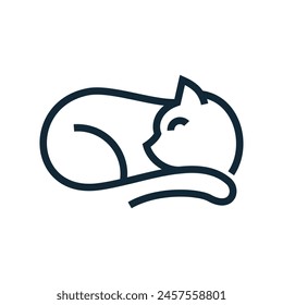 cat sleeping logo design vector template