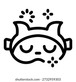 Cat sleeping mask is representing the concept of insomnia and the difficulty of falling asleep
