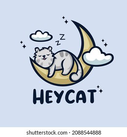 Cat Sleeping at The Moon Sky