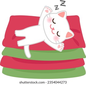 Cat sleeping on its back on a cushion