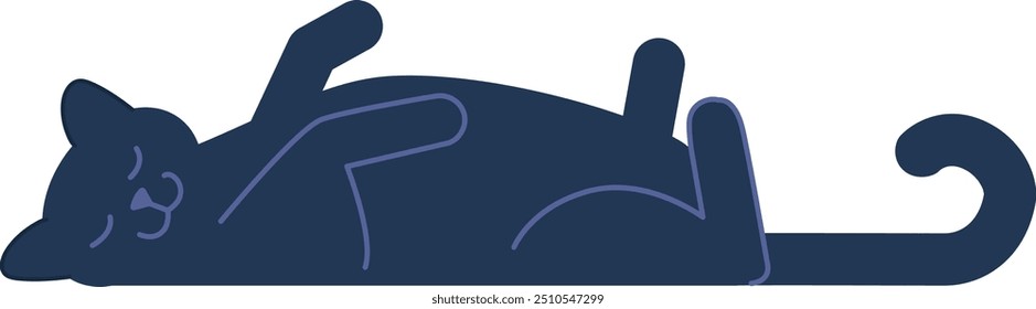 Cat sleeping on back. Cute home pet icon isolated on white background