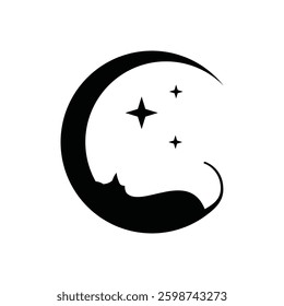 cat sleeping on the moon abstract logo designs