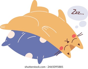 Gato Durmiendo En La Ilustración vectorial De La Almohada
