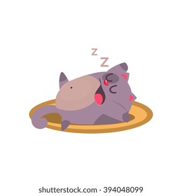 Cat Sleeping And Snoring Adorable Emoji Flat Vector Caroon Style Isolated Icon 